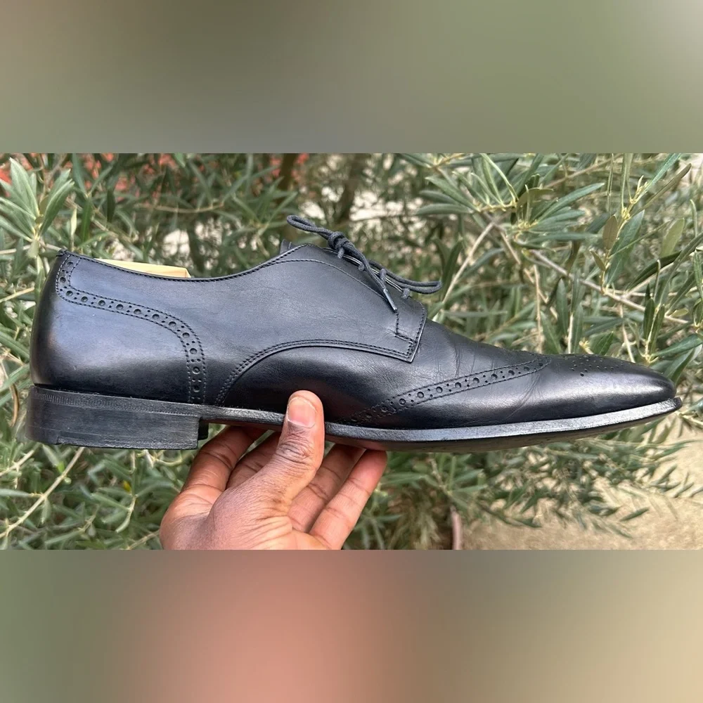 Prada Italy Made 💯 Leather Wingtip Oxfords Sz 10 🇺🇸 9.5 🇬🇧 - Picture 2 of 10